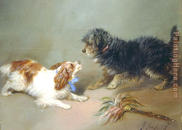 King Charles Spaniel & Terrier painting - George Armfield King Charles Spaniel & Terrier art painting